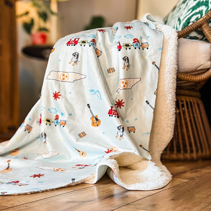 Tennessee Blue Plush Throw Blanket 60x80