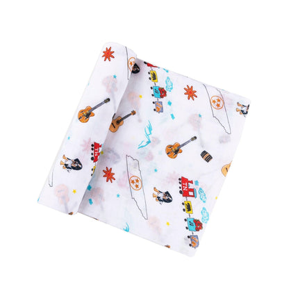 Gift Set: Tennessee Baby Muslin Swaddle Blanket and Burp Cloth/Bib Combo Newborn Essentials for Feeding and Comfort
