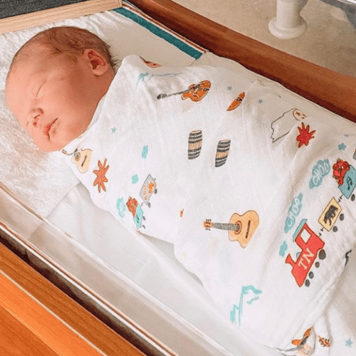 Gift Set: Tennessee Baby Muslin Swaddle Blanket and Burp Cloth/Bib Combo Newborn Essentials for Feeding and Comfort