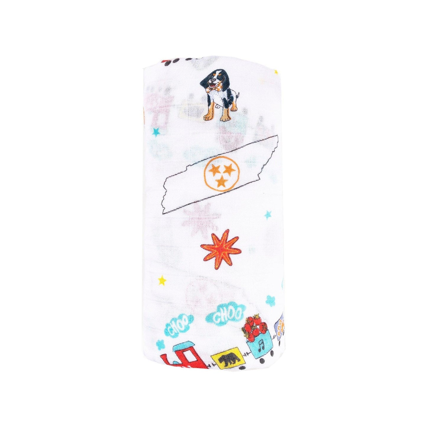Gift Set: Tennessee Baby Muslin Swaddle Blanket and Burp Cloth/Bib Combo Newborn Essentials for Feeding and Comfort