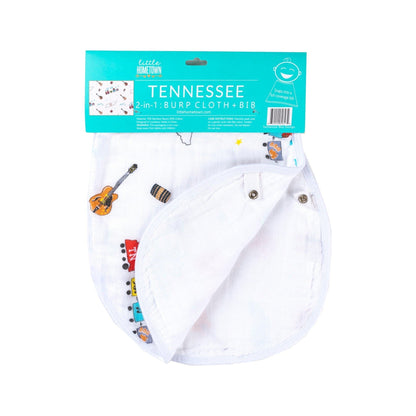 Gift Set: Tennessee Baby Muslin Swaddle Blanket and Burp Cloth/Bib Combo Newborn Essentials for Feeding and Comfort