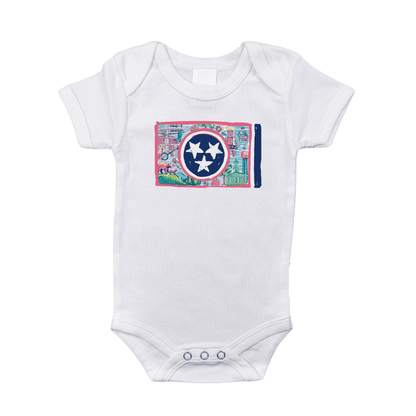Tennessee Flag Baby Onesie Soft Cotton Newborn Outfit