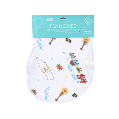 Gift Set: Tennessee Baby Muslin Swaddle Blanket and Burp Cloth/Bib Combo Newborn Essentials for Feeding and Comfort