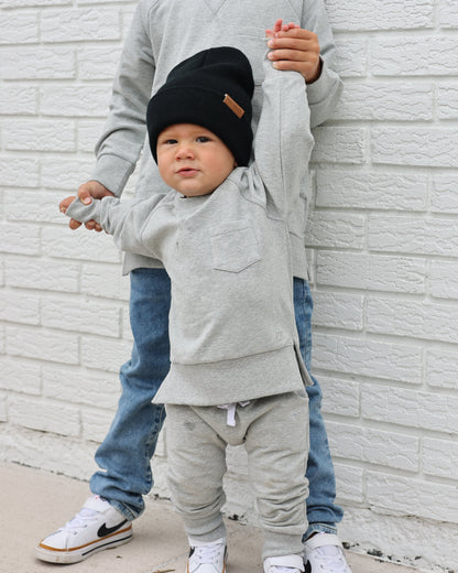 ORGANIC COTTON CREWNECK -  GRAY