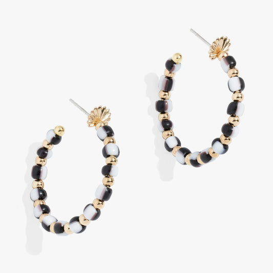 Toile Beaded Hoop Earrings