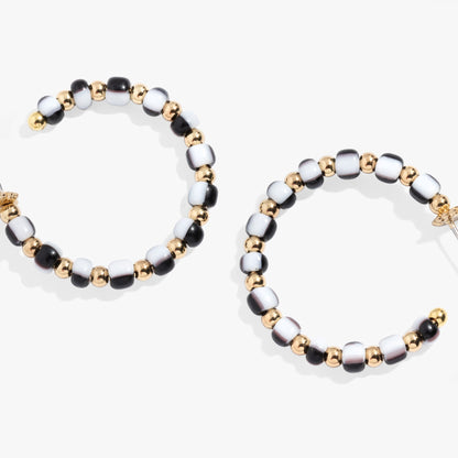 Toile Beaded Hoop Earrings