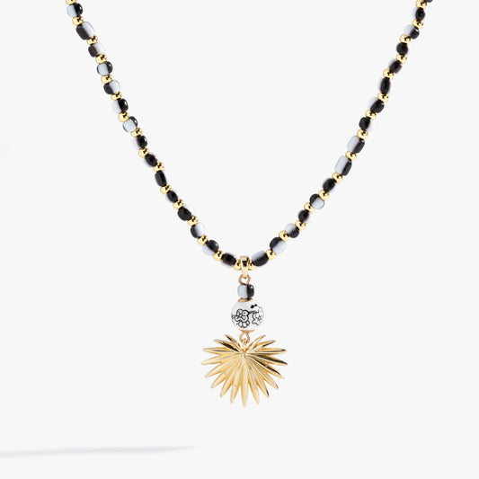 Toile Beaded Palm Pendant Necklace