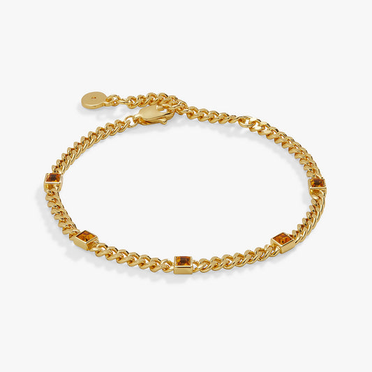November Birthstone Topaz Curb Chain Bracelet