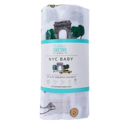 Washington Square Park NYC Newborn Gift Bundle: Swaddle, Bib & Onesie