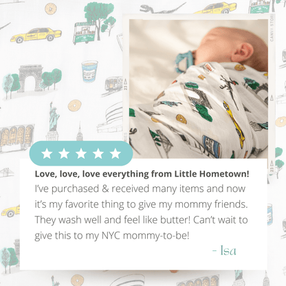 Washington Square Park NYC Newborn Gift Bundle: Swaddle, Bib & Onesie