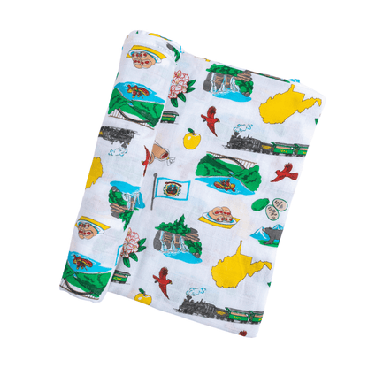 West Virginia Baby Giftset:  Baby Swaddle Blanket and Burp/Bib Combo Hospital Coming Home Essential