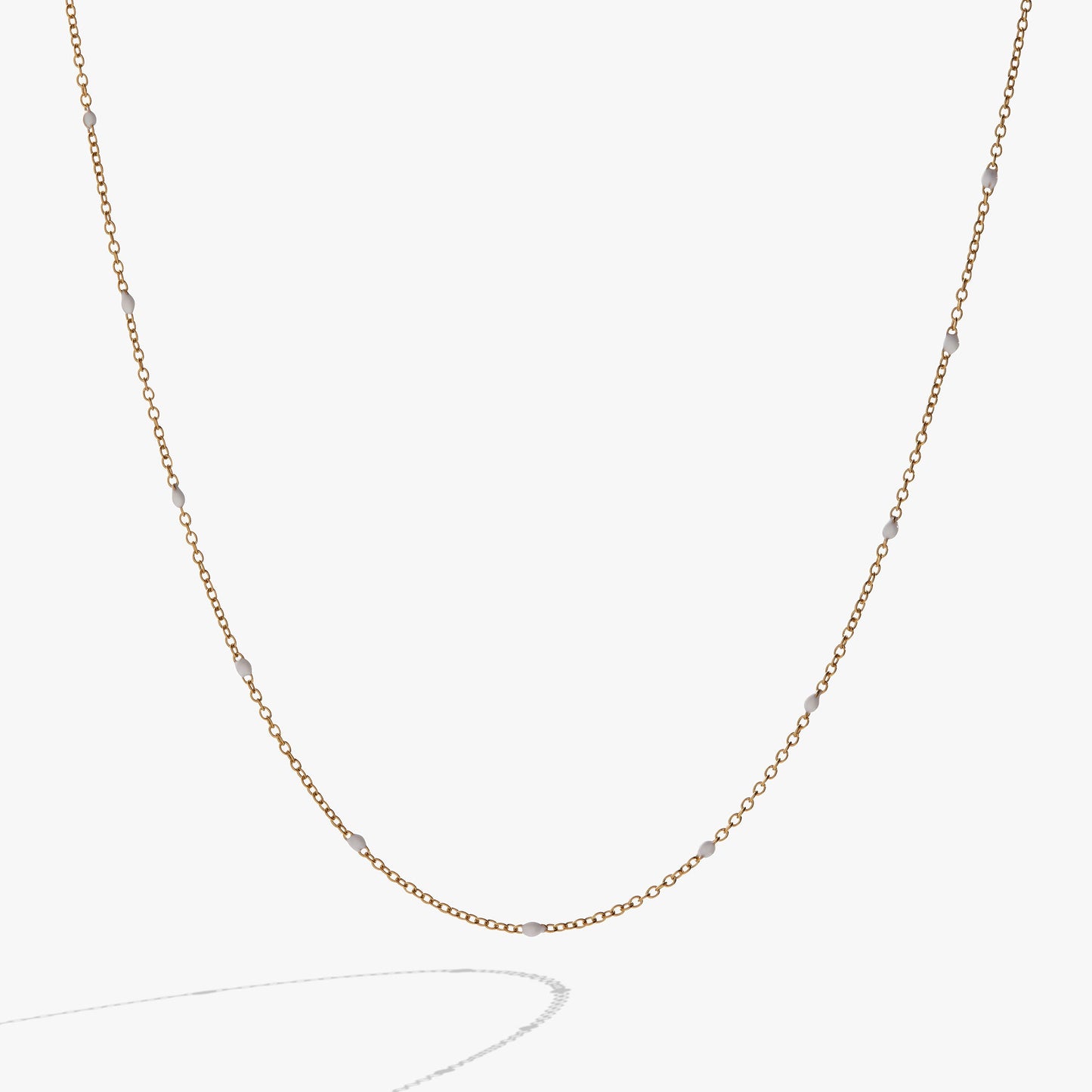 Enamel White Dot Chain Necklace