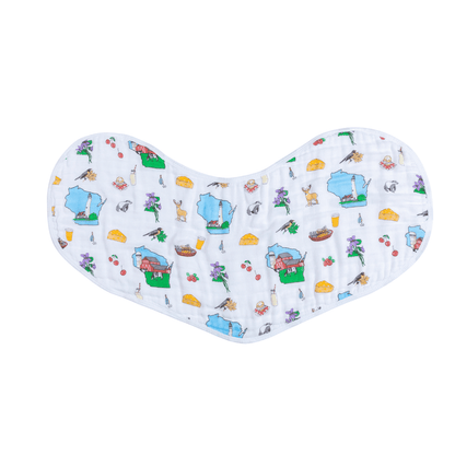 Wisconsin Baby Giftset:  Baby Swaddle Blanket and Burp/Bib Combo Newborn Essentials for Feeding and Comfort