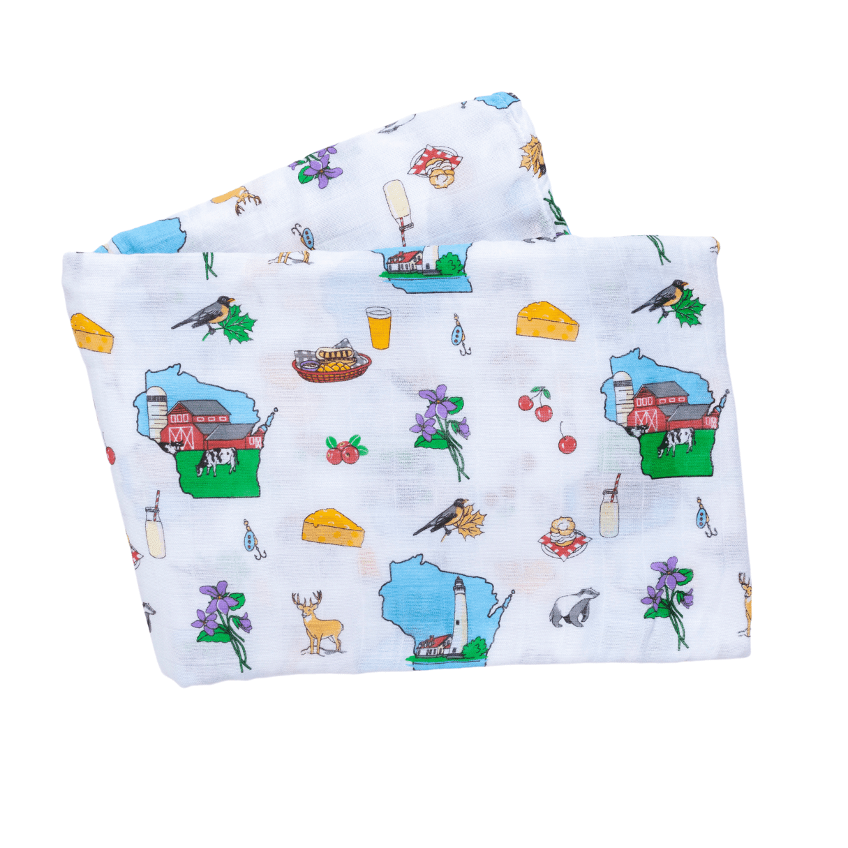 Wisconsin Baby Giftset:  Baby Swaddle Blanket and Burp/Bib Combo Newborn Essentials for Feeding and Comfort